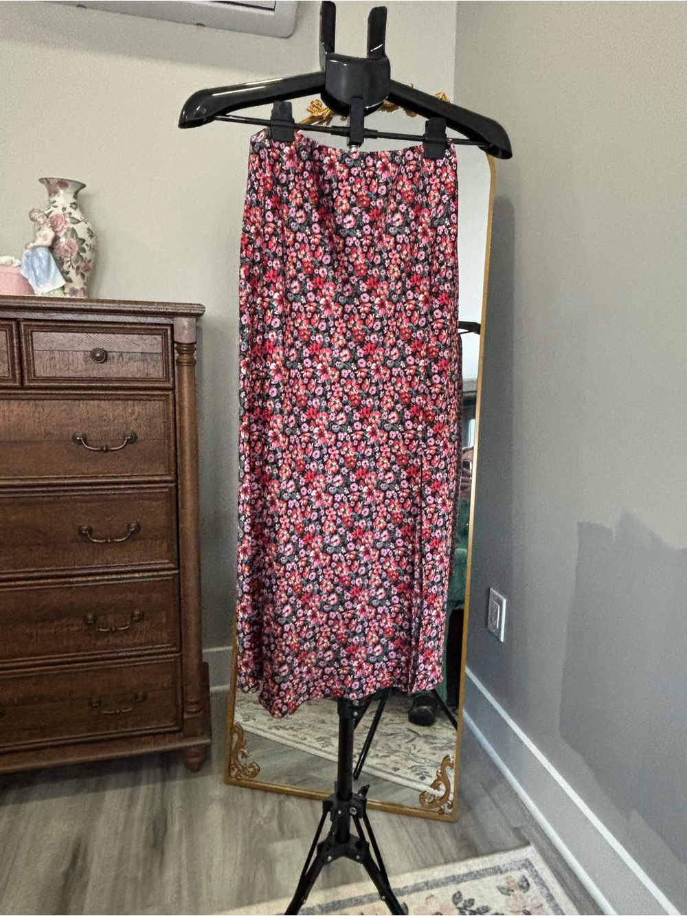 Francesca's Collections Blue Rain Floral Maxi Skirt